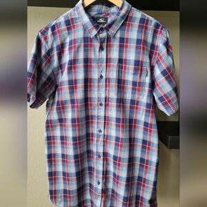 O'Neill Men's Eastwood Plaid Shirt - Red, Grey, Blue XL